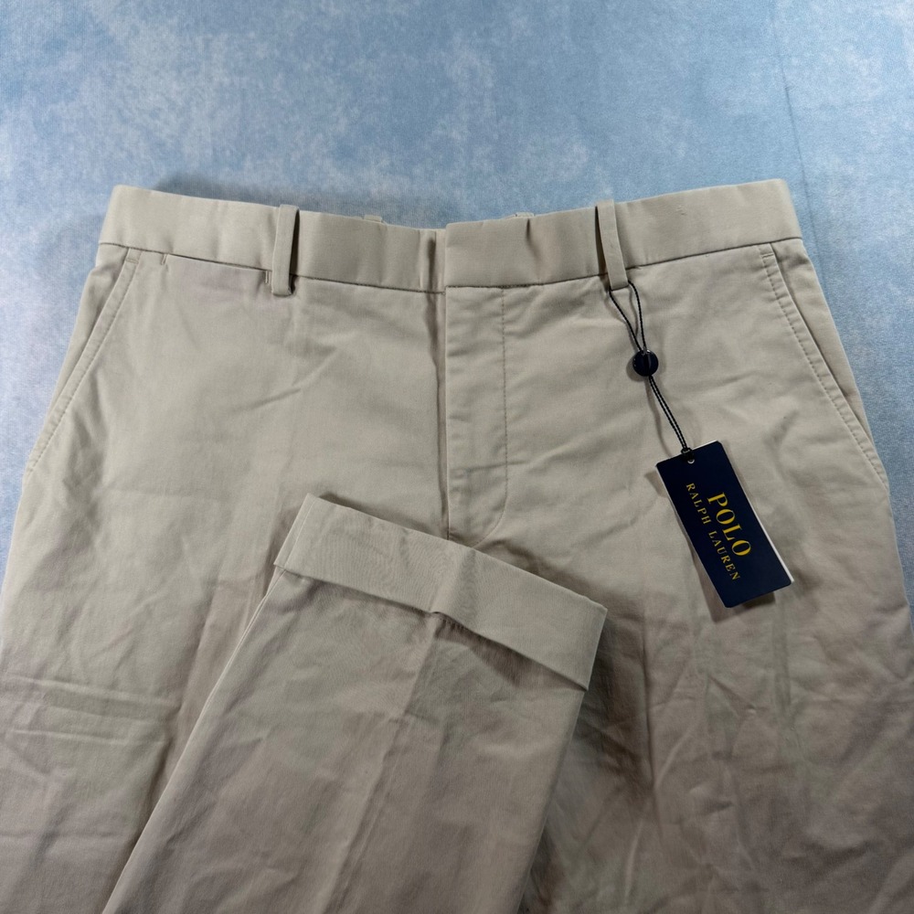 Polo Ralph Lauren Chino Pants Mens 34x33 Grey NWT Cuffed Stretch Trousers $148